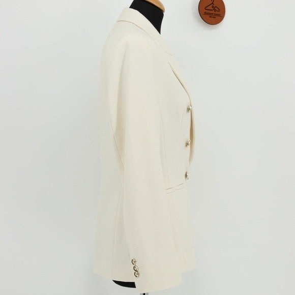 ZARA Double Breasted Piqué Écru Blazer size M - Picture 3 of 6